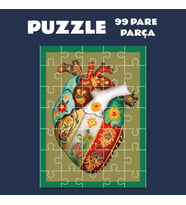 Çiçekli Kalp Tasarımlı Puzzle Yapboz (99 Pare/Parça - A4) (Çok Renkli)