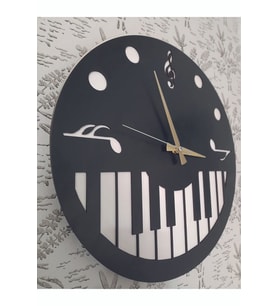 Ahşap Dekoratif Lazer Kesim Hediyelik Duvar Saati Piyano 6 Ml Mdf 38 Cm