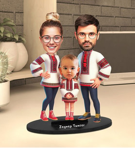Kişiye Özel Aile Tasarımlı Karikatür Biblo