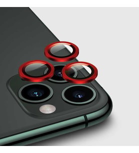 Apple Apple iPhone 11 Pro Max Kamera Lens Koruyucu HD Kalite Çerçeveli Tempered Glass Cam (Kırmızı)