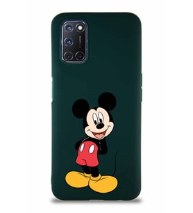 Oppo A92 Soft Premier Kapak Mickey Mouse-B Tasarımlı Silikon Kılıf - Yeşil (Şeffaf)