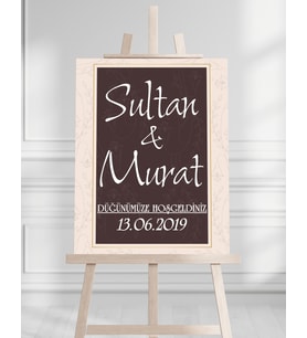 Söz Nişan Düğün İçin 50x70 Karşılama Panosu - Çiçek Tasarımlı 002