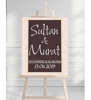 Söz Nişan Düğün İçin 50x70 Karşılama Panosu - Çiçek Tasarımlı 002