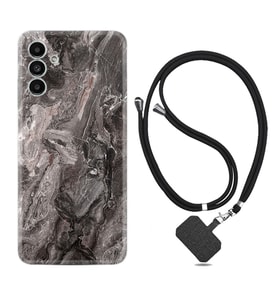 Samsung A23 A31 A32 A50 A51 A52 A53 A70 Kılıf Boyun Askılı Silikon Gri Mermer 1376