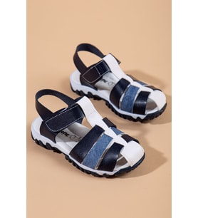 Şirin Bebe 3315 laci Beyaz Erkek Çocuk Sandalet Ayakkabı (Lacivert-Beyaz)