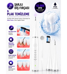 IPX8 Su Geçirmez Şarjlı Akıllı Diş Fırçası 42000 VPM Ultrasonik 800mAh 5 Mod 3 Yedek Başlık