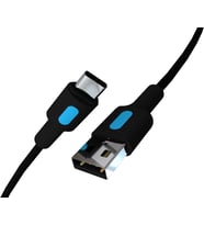 Lexroo Coral USB A-C Hızlı Şarj Kablosu (Siyah + Mavi/Siyah Uç) (120 CM)