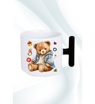 Yeni Yıl Oyuncak Ayı Teddy Bear Baskılı T Saplı Kupa Bardak Porselen Çay Kahve Fincanı