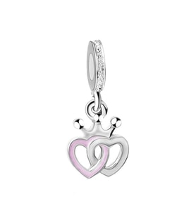 Nur Silver Taçlı Kalp Gümüş Charm NUR-BL01374