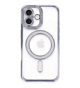 İphone 16 Plus Kılıf Joke Simli Magneticsafe Kılıf - Mavi