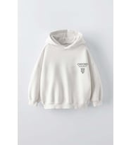 ERKEK ÇOCUK OXFORD MODELLİ KOL MANŞETLİ PAMUK KAPŞONLU SWEAT (Ekru)