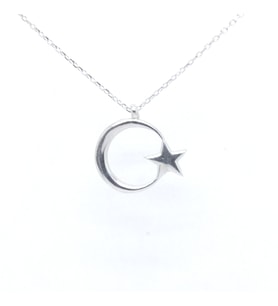 Taşsız Ayyıldız Gümüş Kolye
