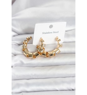 316L Çelik Gold Renk Spiral Halka Kadın Küpe