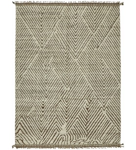 Kahverengi Halı Salon Halısı Modern Geometrik Desenli Yün Pamuk Karışımlı El Dokuma Tasarım