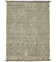 Kahverengi Halı Salon Halısı Modern Geometrik Desenli Yün Pamuk Karışımlı El Dokuma Tasarım