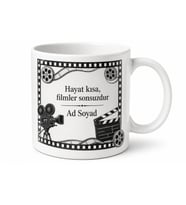 Siyah Beyaz Film Nostaljik Kadraj Klasik Sinema Kupa Bardak Hediye