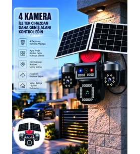 SIM Kart Destekli 4 Kameralı Akıllı Dış Mekan Güvenlik Kamerası