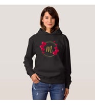 Bayan Sevgiliye Hediye Kişiye Özel Harf Baskılı Sweatshirt (Siyah)