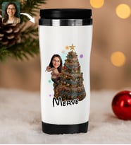 BK Gift Kişiye Özel Kadın Yılbaşı Karikatürlü Çelik Termos Bardak - 16, Yılbaşı Hediyesi, Yeni Yıl Hediyesi