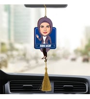 Kişiye Özel Başörülü Kadın Ahşap Dikiz Ayna Araba Süsü