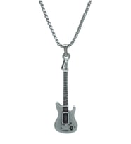 Elektro Gitar Örme Zincir Kolye - Gümüş Kaplama - Erkek Kadın Kolye - No:1446