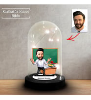 Kişiye Özel Karikatür Erkek Öğretmen Tasarımlı Fanus Biblo, Öğretmene Hediye, Öğretmenler Günü, Öğretmenler Günü Hediyesi, FN214