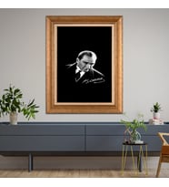Altın Paspartulu Atatürk  Çerçeveli Tablo C754 (Gold)