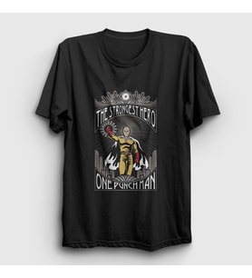 Presmono Unisex Siyah Strongest Anime One Punch Man T-Shirt 240798tt