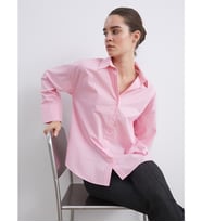 LCW Vision Pembe Çizgili Oversize Poplin Kadın Gömlek