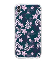 PrintiFy Huawei Y9 2019 Uyumlu Kamera Korumalı Floral Pudra Tasarımlı Şeffaf Silikon Kılıf