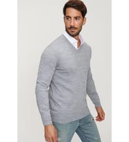 Chuba Erkek Gri V Yaka Triko Kazak 20W151