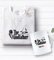 BK Gift Kişiye Özel The Godfather Tasarımlı Beyaz Tişört ve Kupa Seti-1 (Model 1)