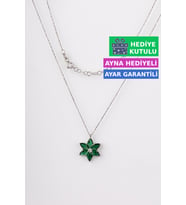 Jewelmim Yeşil Gümüş Lotus Çiçeği Kolye Beyaz Altın Kaplama Kamelya 925 Ayar Kadın Gümüş Lotus Çiçeği Kolyesi (Beyaz)