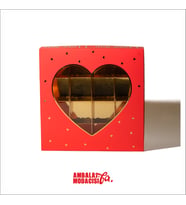 Sevgililer Günü - Valentine's Day ( 10 Adet ) Çikolata Kutusu Kırmızı Gold (Kırmızı)