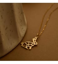 Kişiye Özel 925 Ayar Gümüş Şık Origami Tavşan Kolye (Gold)