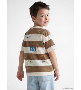 LCW Kids Kahverengi Bisiklet Yaka Toy Story Baskılı Erkek Çocuk Tişört