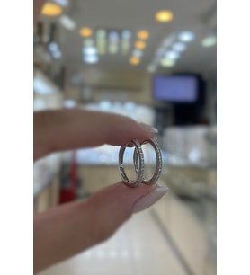 Gümüş ince taşlı 1,5 cm halka küpe nz3121 tre