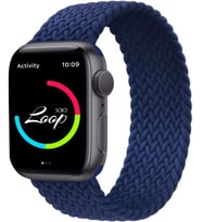 Apple Watch 44/45/46/49mm Kordon Small Örgü Solo Loop Kordon 32 127mm 2/3/4/5/6/ (Mavi)