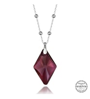 Swarovski Crystal Taşlı Ametist Top Zincir Gümüş Kadın Kolye