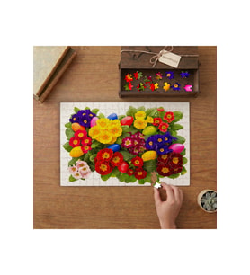 Rengarenk Çuha Çiçekleri Tasarımı 240 parça Ahşap Puzzle Ahşap Kutuda MP08647