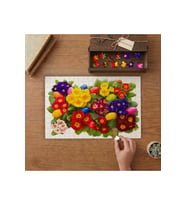 Rengarenk Çuha Çiçekleri Tasarımı 240 parça Ahşap Puzzle Ahşap Kutuda MP08647