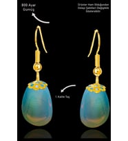 Sertifikalı Amorf Model Ham Avustralya Opal Taşı Küpe - Gold Renkli (Çok Renkli)
