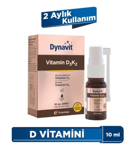 Dynavit Dynavıt Vitamin D3K2 10 mL Sprey - Kas & Kemik & Bağışıklık – 1000IU D3 & 20mcg K2 Vitamini
