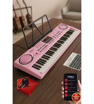 Midex PS-1500PK Başlangıç İçin 61 Tuşlu Org Pembe Renk Notalık Adaptör Mikrofon METOD (100 Ses 100 Ritim)