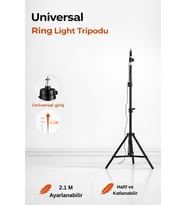 Universal Girişli Ring Light Tripodu 2.1 Metre Ayarlanabilir Işık Standı Katlanabilir Telefon Tutucu Uyumlu Hafif Tripod