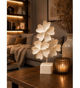 Doremcy 3’lü Çiçek Biblo Dekoratif Obje 25x14 cm Polyester Masaüstü Salon Aksesuarı (Beyaz)