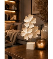Doremcy 3’lü Çiçek Biblo Dekoratif Obje 25x14 cm Polyester Masaüstü Salon Aksesuarı (Beyaz)