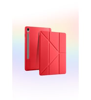 Fuchsia Galaxy Tab S10 Lite 10.9 inç ile Uyumlu Kalem Bölmeli Katlanabilir Standlı Tri Folding Tablet Kılıfı