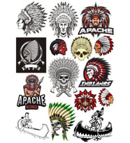 Kızıl Derili Apachi Sticker Set-3 15 Parça Telefon, Tablet, Defter, Laptop Sticker