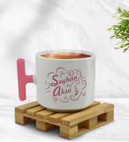 BK Gift Kişiye Özel İsimli Pembe T Kulplu Middle Kupa Bardak-6